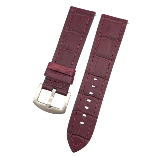 24 mm Spor S Kroko Bordo Deri Saat Kordonu